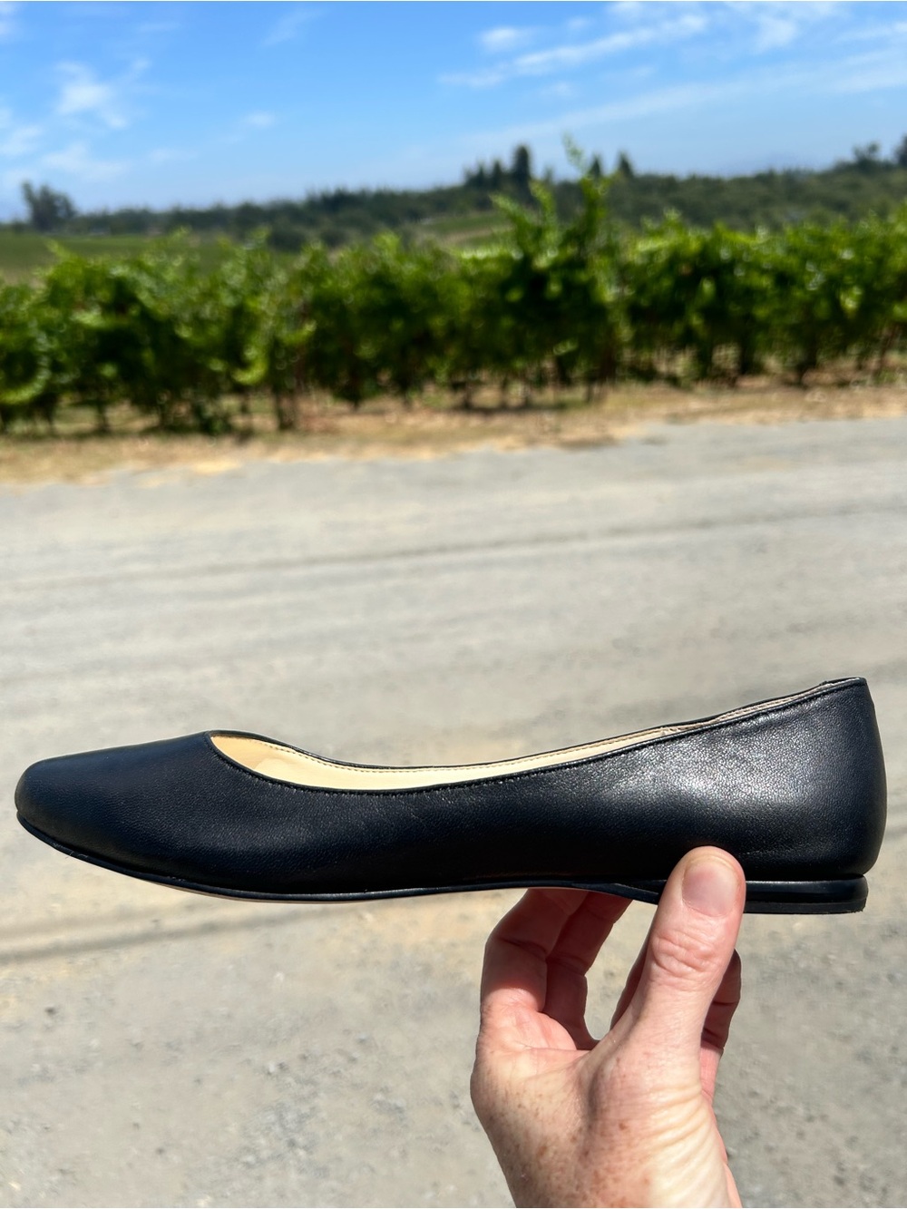 Nine West Black Leather Slip-On Ballet Flat